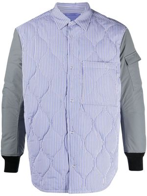 Comme Des Garçons Homme striped quilted shirt jacket - Blue