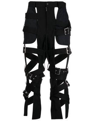 Comme Des Garçons Noir Kei Ninomiya multi-buckle layered slim trousers - Black