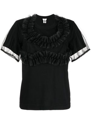 Comme Des Garçons Noir Kei Ninomiya ruffle-detail cotton T-shirt - Black