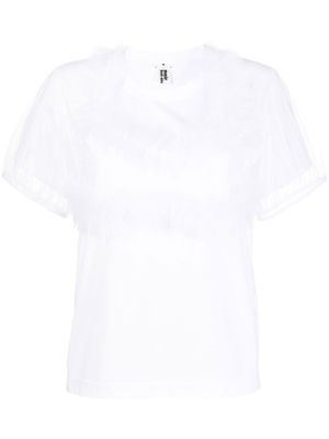 Comme Des Garçons Noir Kei Ninomiya ruffle-detail cotton T-shirt - White