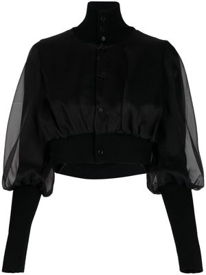 Comme Des Garçons Noir Kei Ninomiya tulle-overlay cropped cardigan - Black