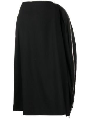 Comme Des Garçons Noir Kei Ninomiya zip-detail asymmetric draped skirt - Black
