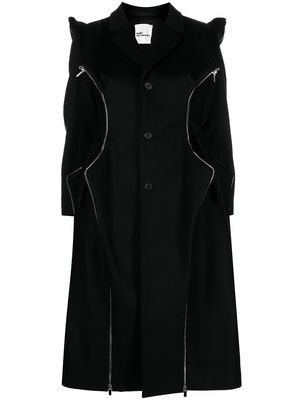 Comme Des Garçons Noir Kei Ninomiya zip-detail single-breasted coat - Black