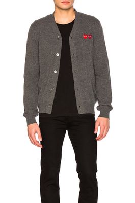 Comme Des Garcons PLAY Double Emblem Cardigan in Gray