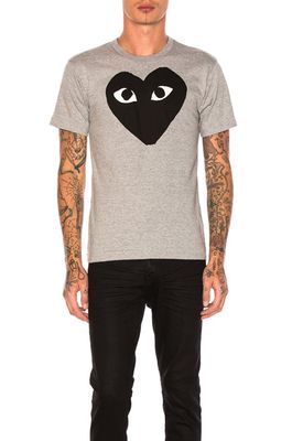 Comme Des Garcons PLAY Emblem Cotton Tee in Gray