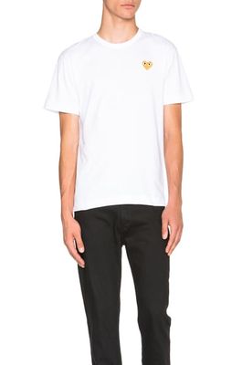 Comme Des Garcons PLAY Gold Emblem Tee in White