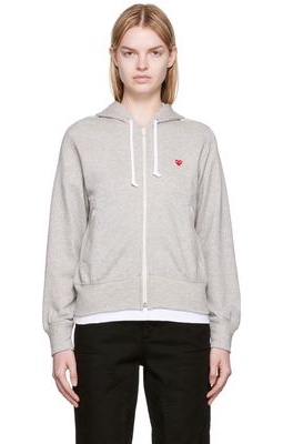 Comme des Garçons Play Gray Small Heart Patch Hoodie