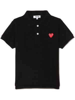 Comme Des Garçons Play Kids heart-patch short-sleeved polo shirt - Black