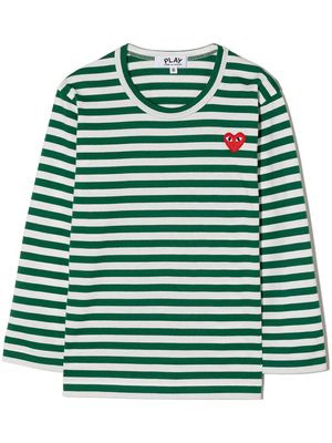 Comme Des Garçons Play Kids horizontal-stripe long-sleeve top - Green