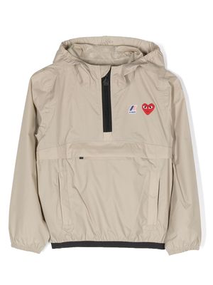 Comme Des Garçons Play Kids logo-patch hooded jacket - Brown