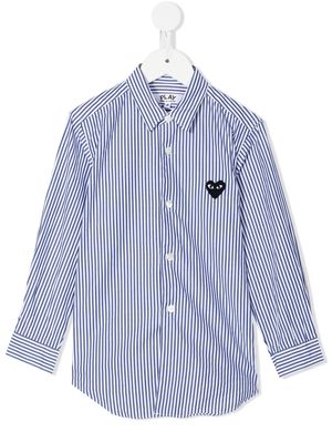 Comme Des Garçons Play Kids stripe-print cotton shirt - Blue