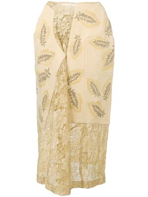 Comme Des Garçons Pre-Owned 1997 lace panelled skirt - Neutrals