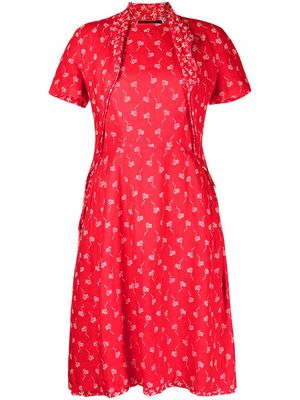 Comme Des Garçons Pre-Owned 2000s floral-print linen dress and jacket set - Red