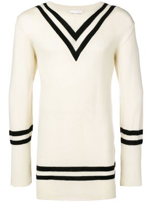 Comme Des Garçons Pre-Owned stripe-detail wool jumper - White