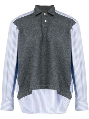 Comme Des Garçons Pre-Owned striped-panel polo shirt - Blue