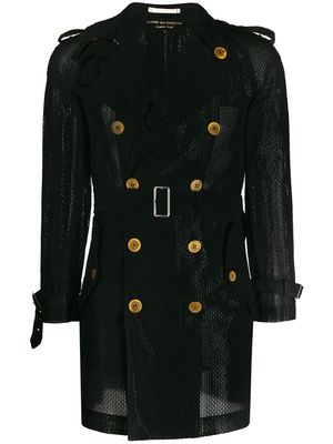 Comme Des Garçons Pre-Owned textured trench coat - Black