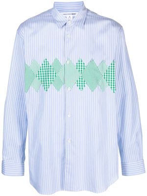 Comme Des Garçons Shirt appliqué-detail pinstripe shirt - Blue