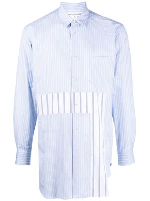 Comme Des Garçons Shirt asymmetric striped panelled cotton shirt - Blue