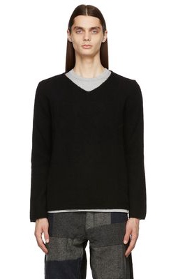 Comme des Garçons Shirt Black Wool V-Neck Sweater