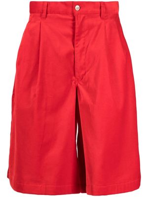 Comme Des Garçons Shirt box-pleat cotton bermuda shorts - Red