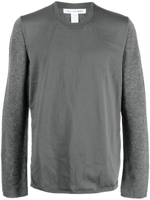 Comme Des Garçons Shirt contrast-panel crew-neck jumper - Grey
