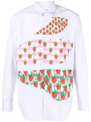Comme Des Garçons Shirt fruit-print panels striped shirt - White