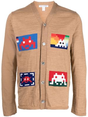 Comme Des Garçons Shirt geometric-print knitted cardigan - Brown