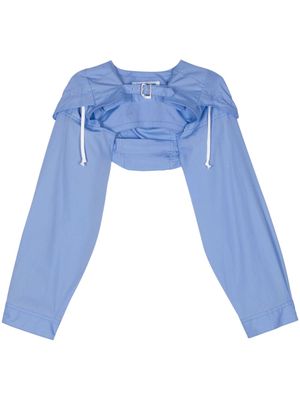 Comme Des Garçons Shirt hooded cropped cotton jacket - Blue