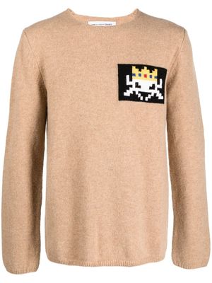 Comme Des Garçons Shirt intarsia-knit crew-neck jumper - Brown