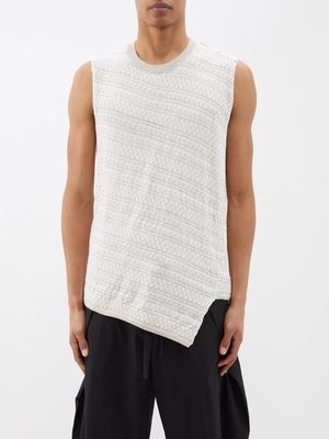 Comme Des Garçons Shirt - Jacquard Asymmetric Wool Vest - Mens - Cream Beige
