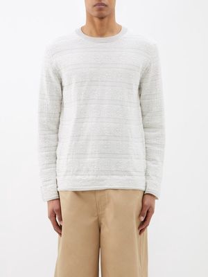 Comme Des Garçons Shirt - Jacquard Crew-neck Wool Sweater - Mens - Grey Multi