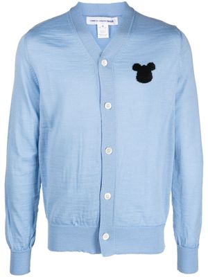 Comme Des Garçons Shirt logo-embroidered intarsia-knit cardigan - Blue