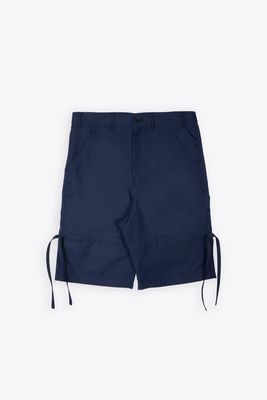 Comme des Garçons Shirt Mens Pants Woven Navy blue baggy shorts with ribbons detail