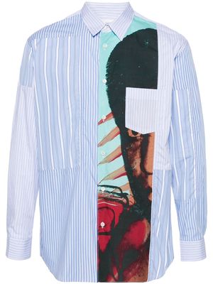 Comme Des Garçons Shirt mixed-prints panelled shirt - Blue