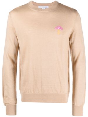 Comme Des Garçons Shirt mushroom-print fine-knit jumper - Neutrals