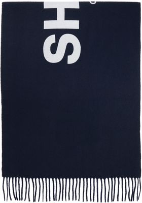 Comme des Garçons Shirt Navy Wool Logo Scarf