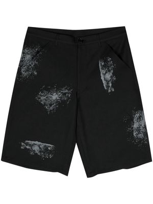 Comme Des Garçons Shirt painterly-print twill shorts - Black