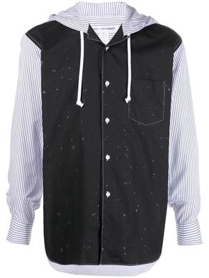 Comme Des Garçons Shirt panelled drawstring-hooded shirt - Blue
