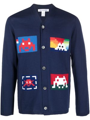 Comme Des Garçons Shirt pixel intarsia-knit cardigan - Blue