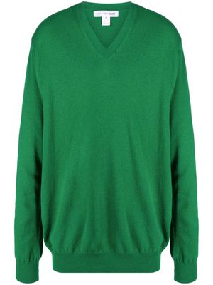 Comme Des Garçons Shirt ribbed V-neck wool jumper - Green