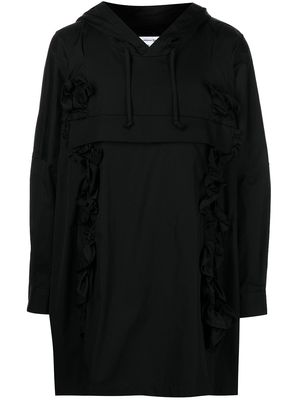 Comme Des Garçons Shirt ruffled-detail A-line coat - Black