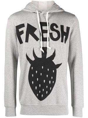 Comme Des Garçons Shirt slogan-print drawstring cotton hoodie - Grey