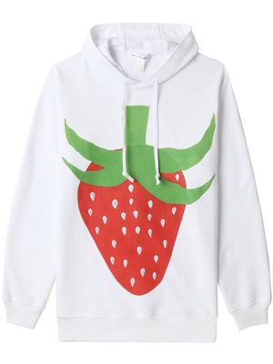 Comme Des Garçons Shirt strawberry-print drawstring hoodie - White
