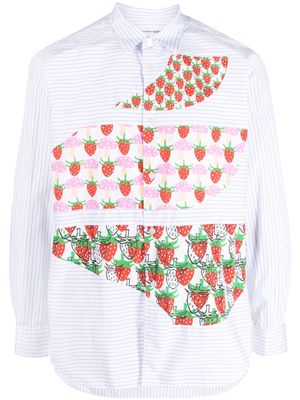 Comme Des Garçons Shirt strawberry-print panel shirt - White