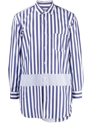 Comme Des Garçons Shirt stripe-print asymmetric shirt - Blue