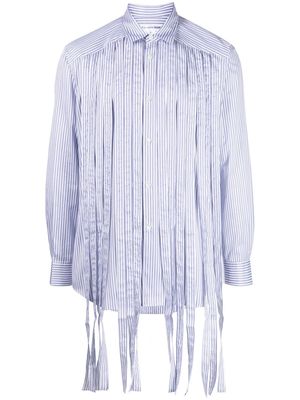 Comme Des Garçons Shirt striped fringed layered cotton shirt - Blue