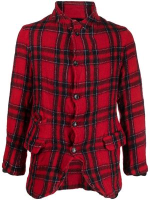 Comme Des Garçons Shirt tartan-check single-breasted blazer - Red