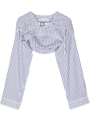 Comme Des Garçons Shirt vertical stripe poplin bolero - White