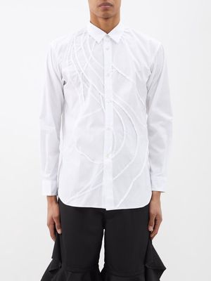 Comme Des Garçons Shirt - Wave-embroidered Cotton-poplin Shirt - Mens - White