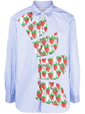 Comme Des Garçons Shirt x Brett Westfall strawberry-motif striped shirt - Blue